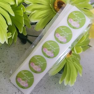 100 pcs Thank You Stickers with Roses 1" in